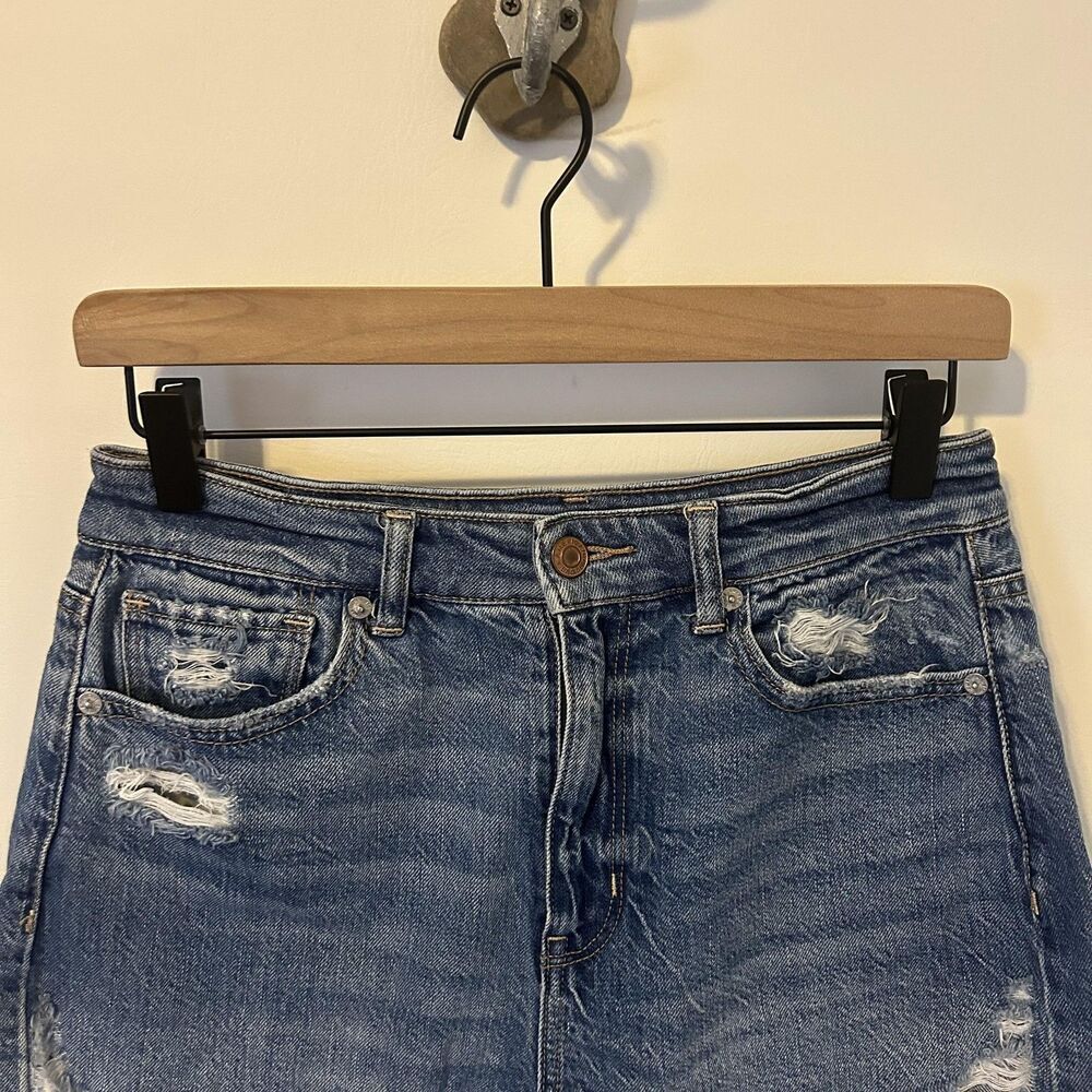American Eagle Shorts Womens 4 Blue Highest Rise Mom Distressed festival boho - Picture 4 of 11
